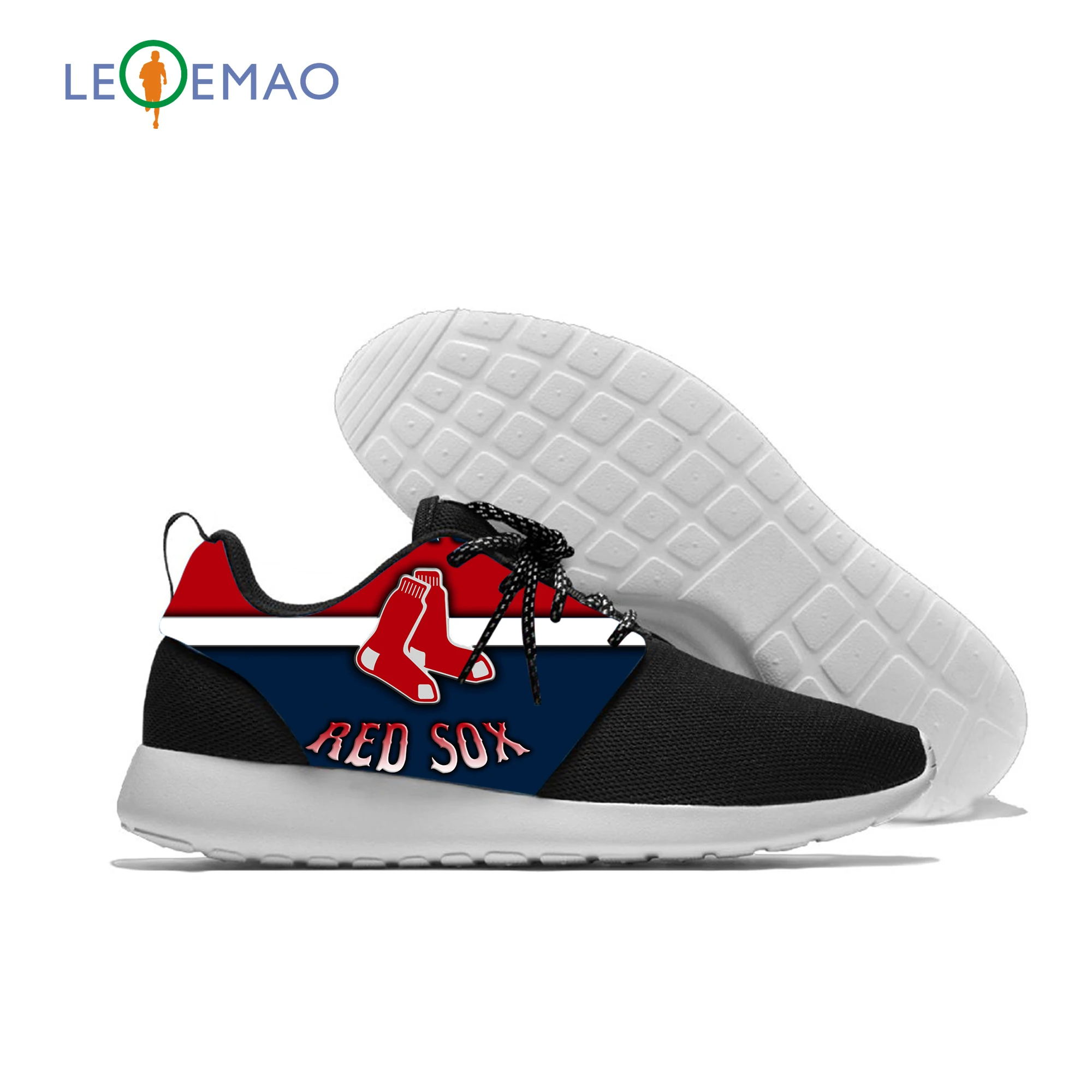 Custom Red Sox Logo Men/Women Fashion Lightweight Mesh Running Shoes Breathable Casual Sneakers For Boston Baseball Fans | Спорт и