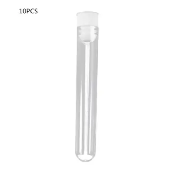 

10Pcs Plastic Test Tubes Lab Test Tool With Screw Cap Transparent 16x100mm WXTB