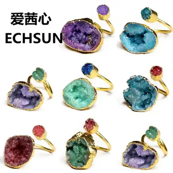 

ECHSUHN Creative size head pure natural rough crystal tooth ring alianas de namoro engagement ring gift for girlfriend