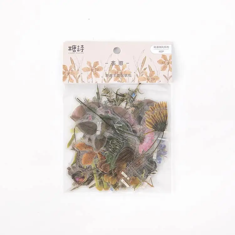 40pcs/pack Lovely Floral Flower Diary Sticker Label Scrapbooking Sticker  Handbook Decoration