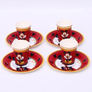

12pcs red Mickey 6 people party supplies children's birthday disposable cups and plate sets