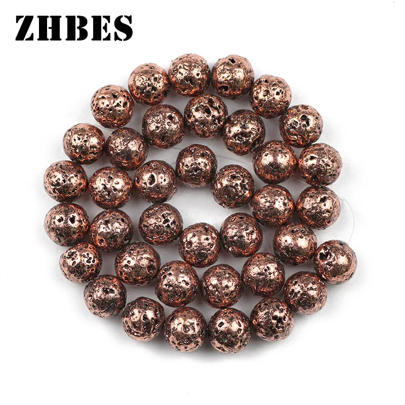 Round Plated Ancient Red Copper Lava Volcanic Loose Ball Spacers 4 6 8 10 12MM Beads For Jewelry Bracelet Making DIY Accessories | Украшения