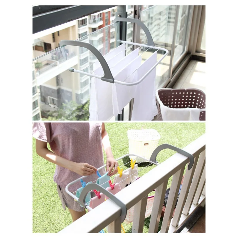 Бытовая многофункциональная Складная сушилка для одежды с регулируемыми ручками, портативная Балконная вешалка для одежды, сушилка для белья на открытом воздухе