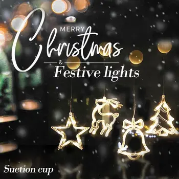 

Christmas LED Bell Suction Cup Light Angel Star Bell Christmas Tree Snowman Elk Christma Xmas Decor Festive Party Supplies^
