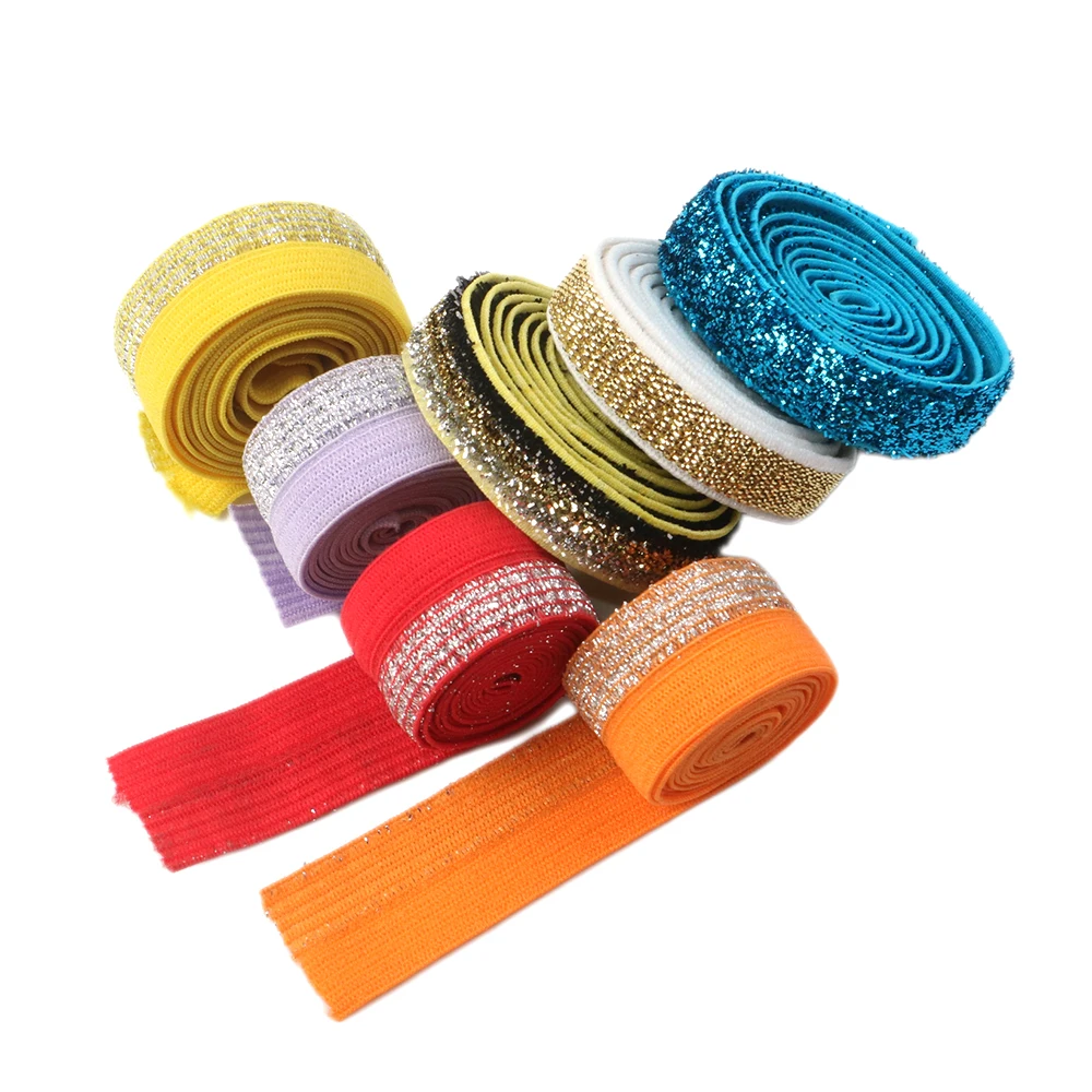 

david angie 3/8''5Yards 9mm Stripe Printed FOE elastic ribbon,DIY headwear ruban holiday party decoration,5Yc6604