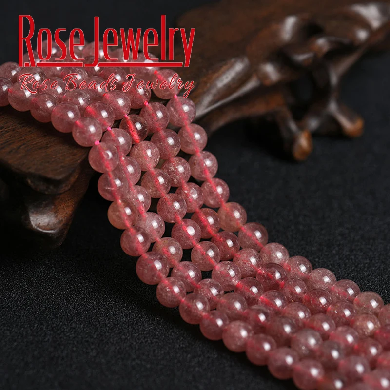 

A+ Natural Stone Beads Strawberry Quartz Round Loose Spacer Beads For Jewelry Making DIY Bracelet Accessories15inches 6/8/10mm