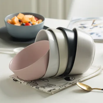 

Japanese style Creative ceramic bowl household solid color tableware soup bowl microwave canteen meal instant noodle bowl