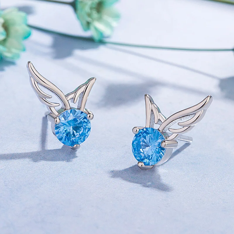 925 Silver Angel Wing Clear CZ Crystal Earrings Fashion Jewellery Women UK Sell 