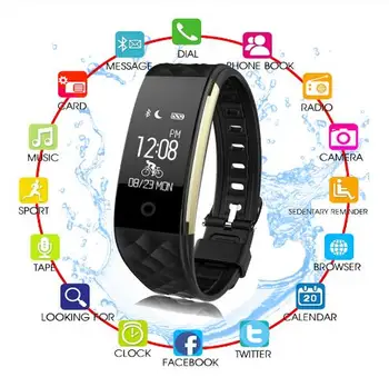 

Sport S2 Smart Bracelet Band Bluetooth 4.0 Fitness Tracker Heart Rate Monitor Waterproof Smart Watch Men For IOS Android