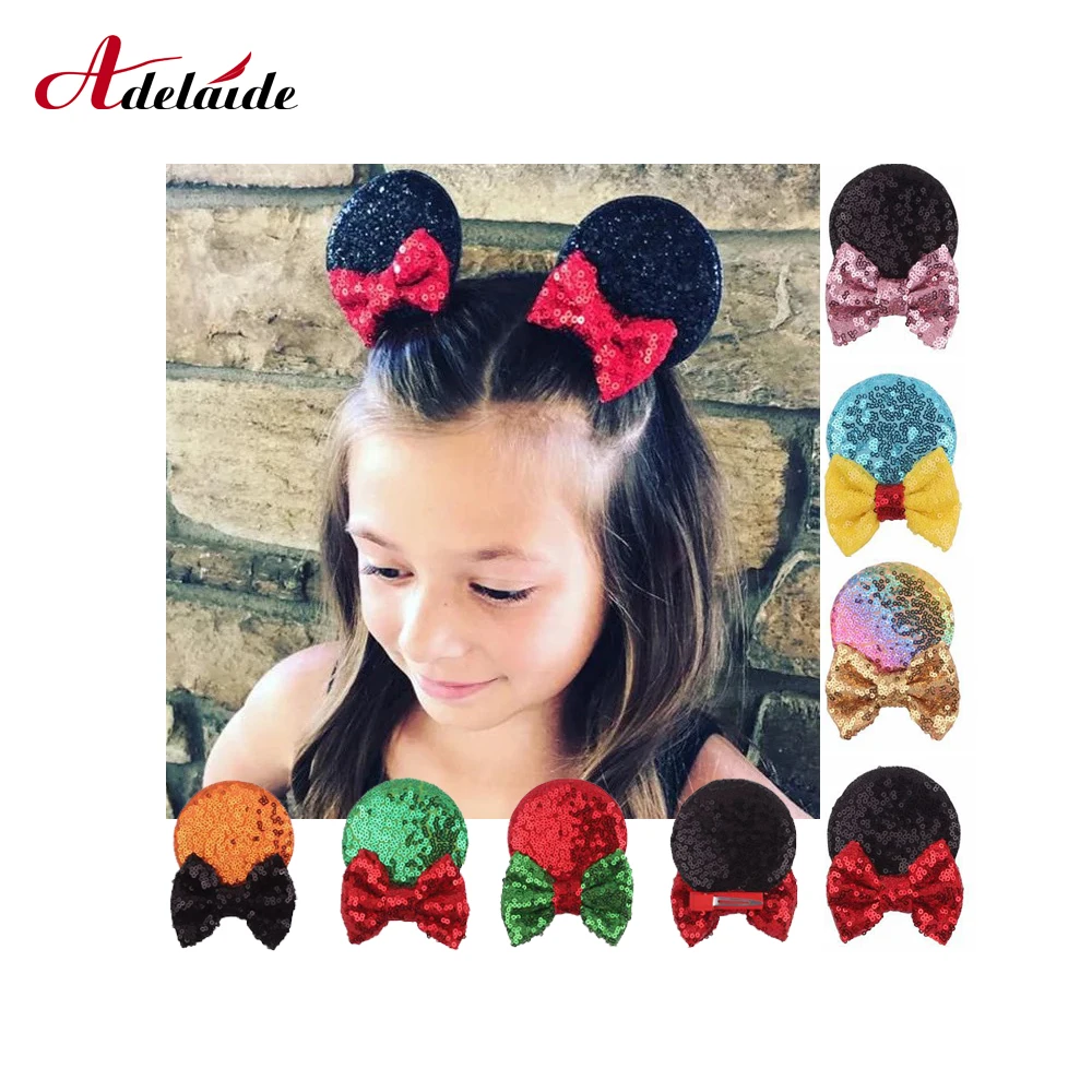 Блестящие уши Минни Маус 3 дюйма шпильки для волос детские рождественские