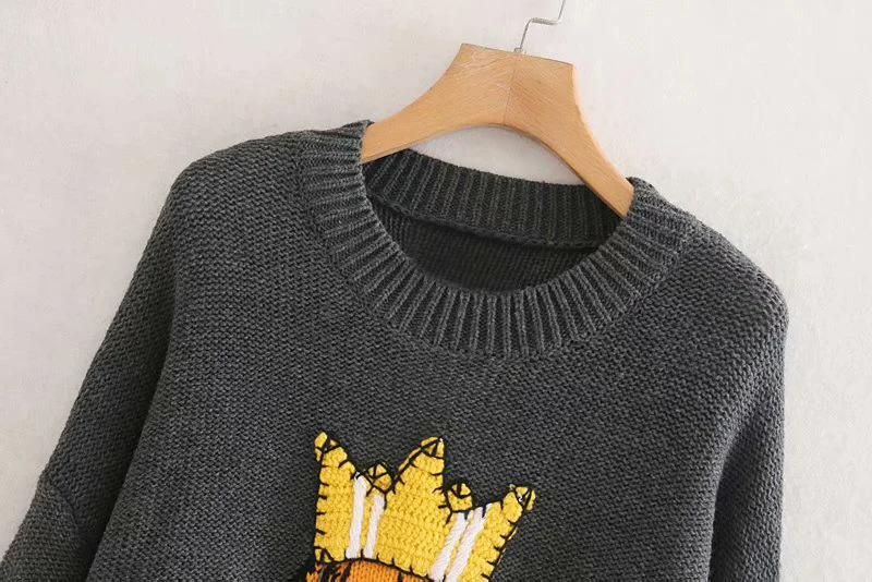 Осень плюс размер вязаный свитер женский s мультфильм печати свитер для женщин зимний длинный рукав теплый свитер