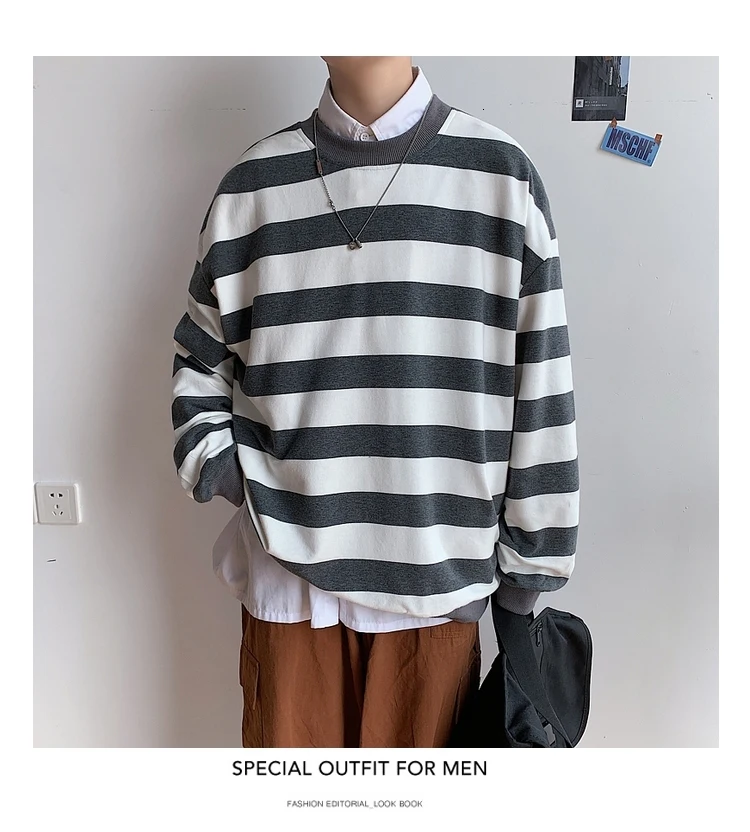 Men's 13 Color Full High-quality Coats Stripe Printing Hoodies Mens Cotton Clothes Pullover Casual Loose Sweatshirts Size M-5XL