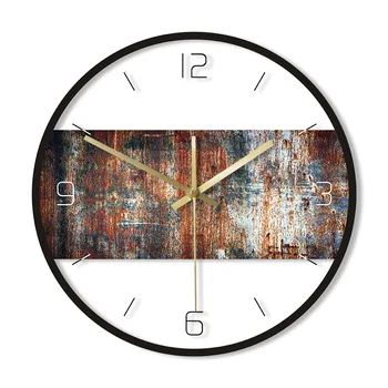 

Iron Faux Patina Covered With Rust Pattern Texture Acrylic Wall Clock 12 inch Rusty Metal Round Silent Wall Watch Duvar Saati