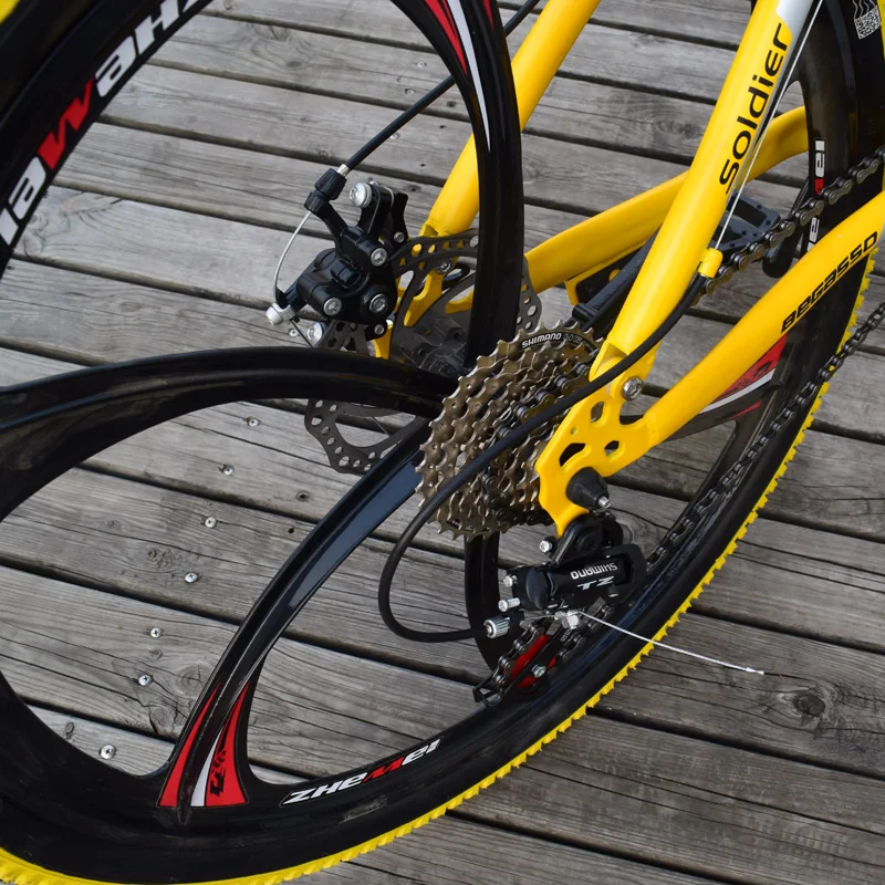 26inch High Carbon Steel Folding Road Bikes Mountain Bicycles 21 Speed Wheel Bicycle Double Disc Brake Six Colors Men and Women