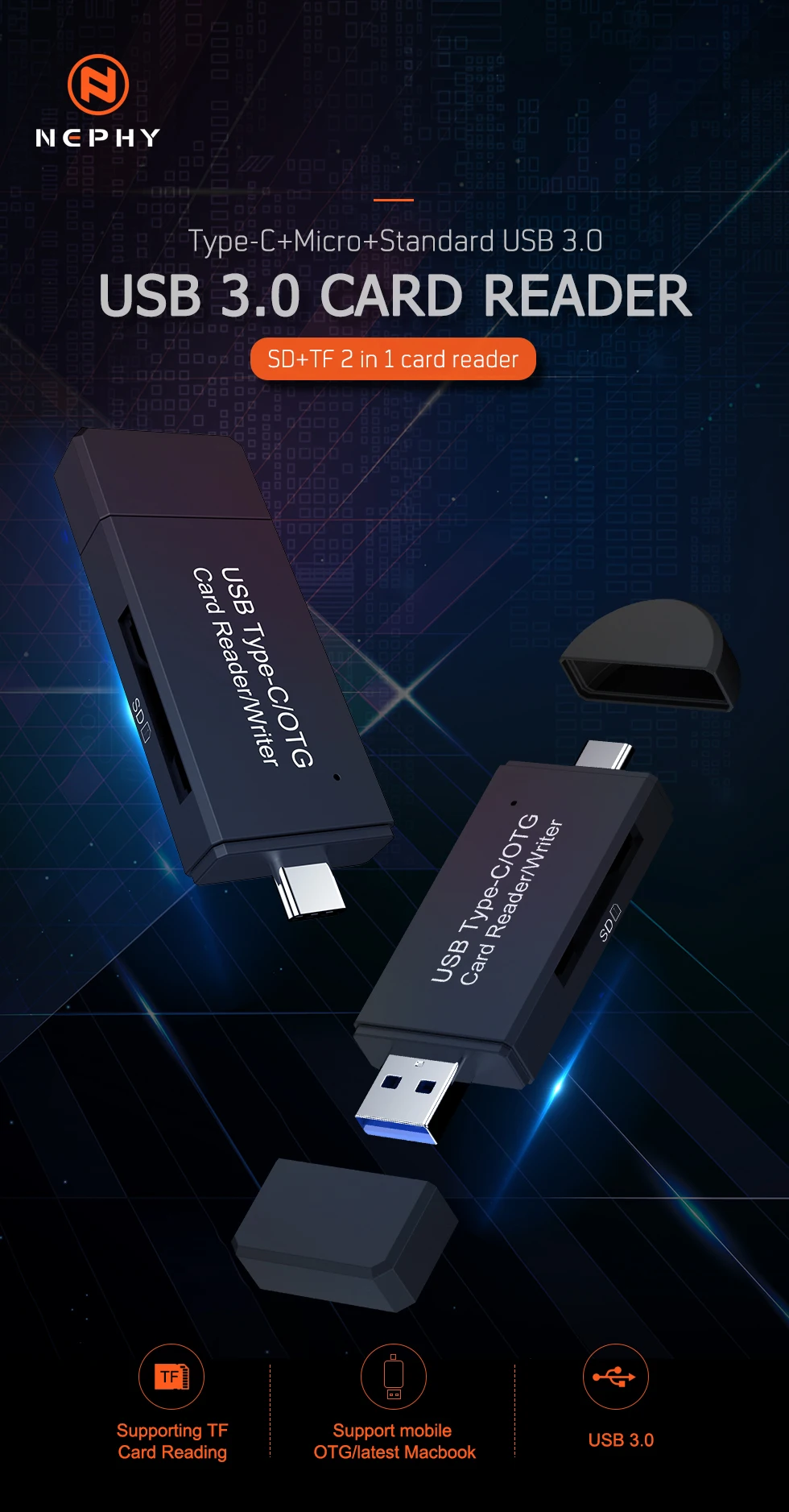 USB 3,0 кардридер type C OTG адаптер кабель 3 в 1 Мини адаптер для ноутбука кардридер Смарт памяти MacBook высокоскоростной Универсальный