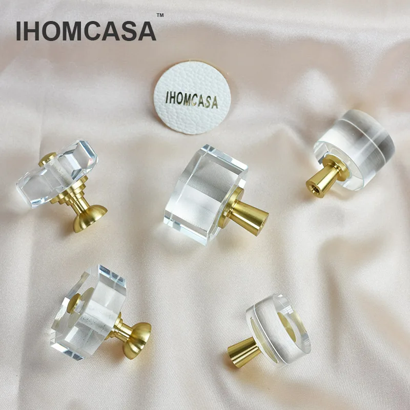 IHOMCASA แก้วคริสตัลเฟอร์นิเจอร์ตู้เสื้อผ้าตู้ลูกบิดทองเหลืองลิ้นชักดึง Vintage อุปกรณ์เสริม 1