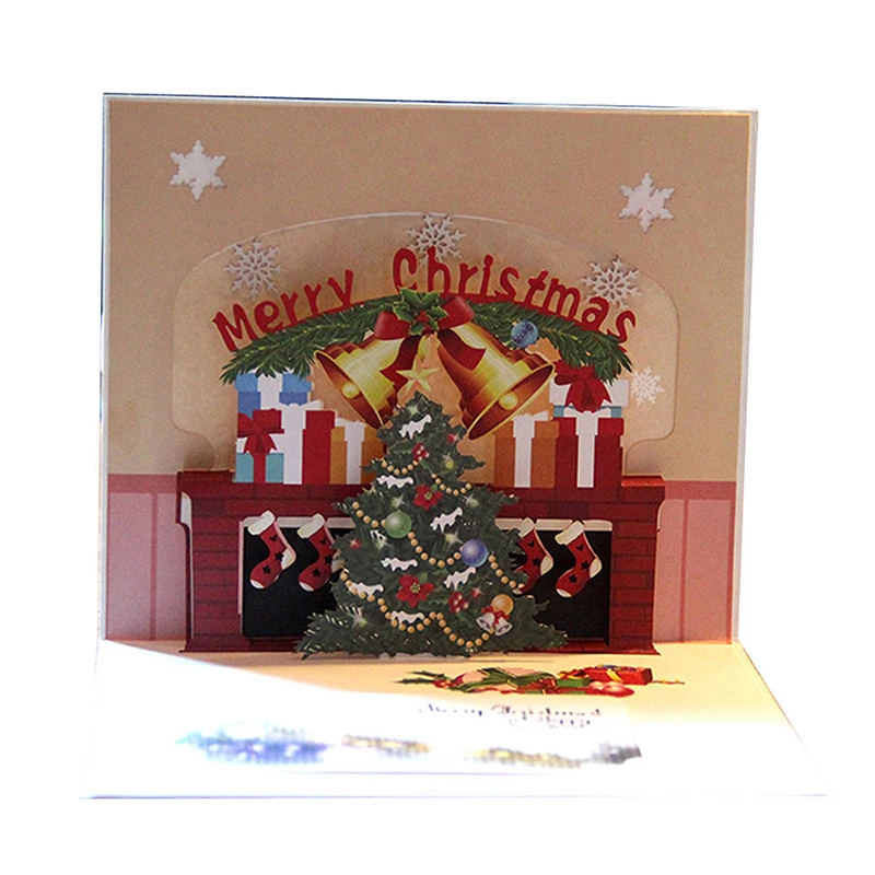 Christmas Cards Merry 3D Cards Wedding Lover Happy Birthday Anniversary Greeting Cards convite the Christmas gift