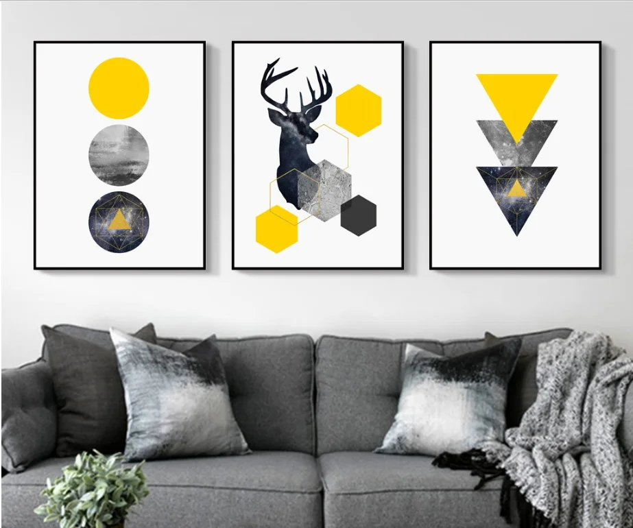 Nordic Style Geometric Starry Abstract Deer Wall Art Print Picture Canvas Painting Poster for Living Room 2