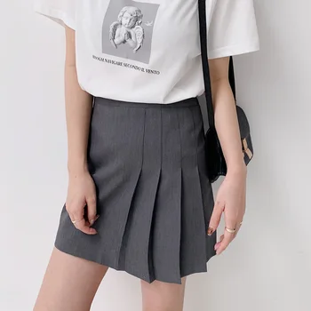 

HXJJP Summer Mini Skirts New 2020 High-waisted A-line Bust Skirt Institute Style Women's Pleated Skirt