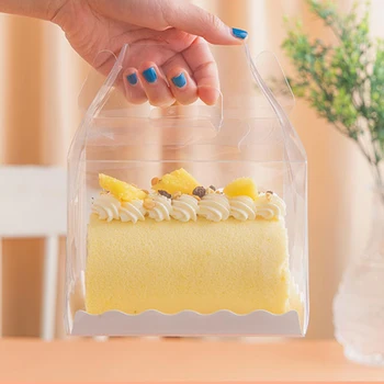 

6pcs Cake Roll Box Transparent Plastic Swiss Roll Box Containers Cup Cake Box Cake Boxes And Packaging Party Favors For Home