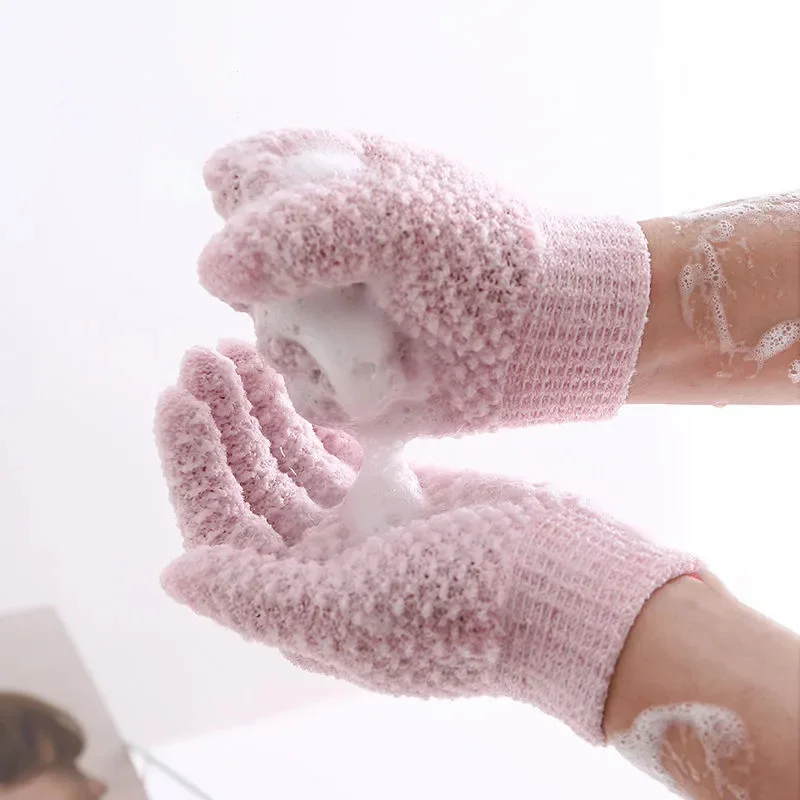 1 Bathroom Exfoliating Rubbing Scrub Skin Massage Sponge Shower Brushing Cloth Bath Gloves Scrubber Non-slip Body SPA Gloves