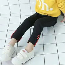 Новинка года; модные обтягивающие эластичные брюки в Корейском стиле для маленьких девочек