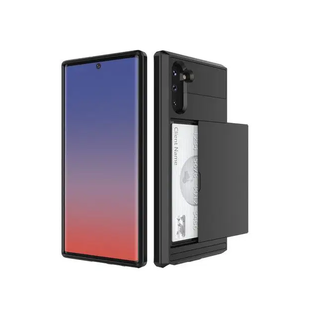 Чехол с отделением для карт для samsung Galaxy Note10+ 5 г Примечание 10 9 8 S10 S9 S8 плюс S10 5G S10E для samsung Note10 S7 S6 край A7 A5 - Цвет: Black