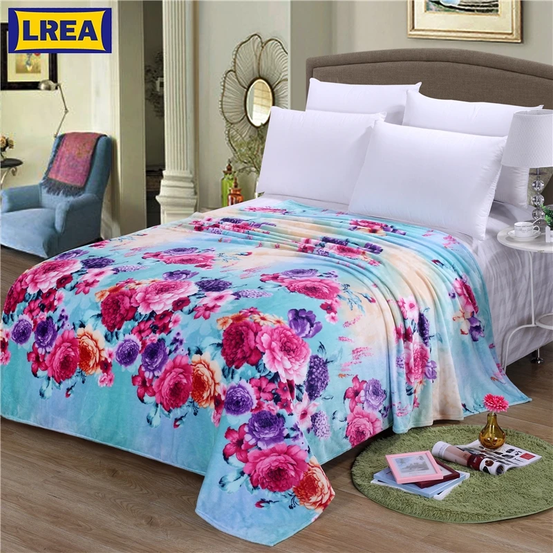 

LREA Home Textile flower плед coral fleece blankets adult cover on the bed Towels can be as bed sheet or throw