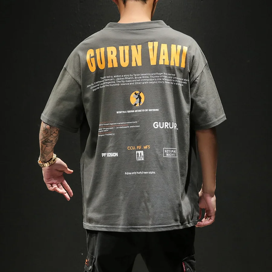 Мужские футболки с принтом в стиле хип-хоп хлопковая винтажная Мужская футболка