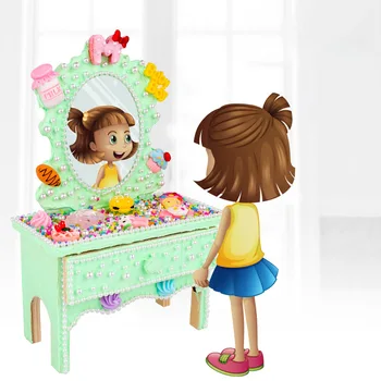 

Children's Hand-made Creative Diy Exquisite Wooden Dresser Snowflake Mud Clay Painting Educational Toy Material Package
