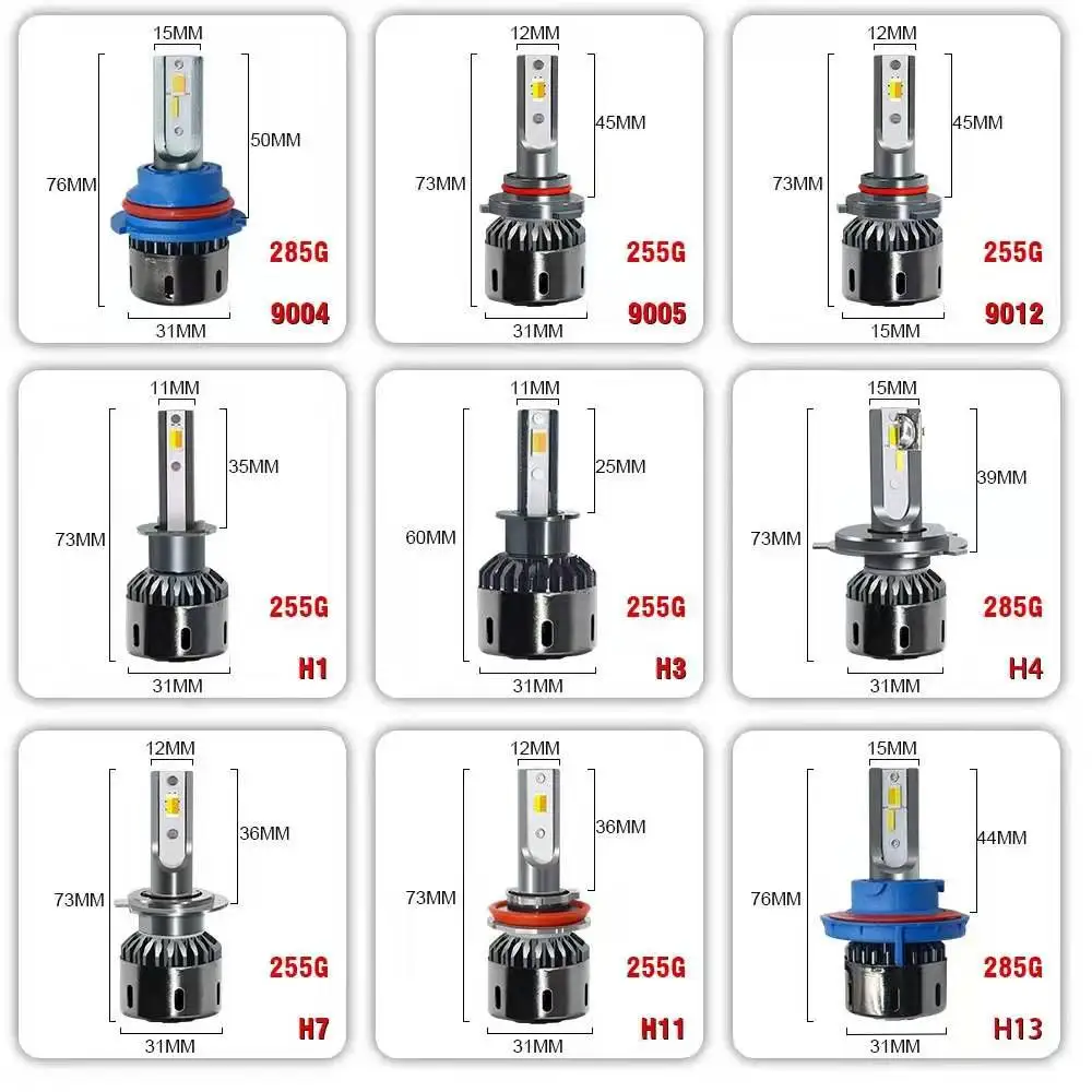 Комплект из 2 предметов, белый и желтый два цвета яркий 6000K H4 H1 H3 H7 H11 H13 Canbus 9005 9012 автомобилей головной светильник лампы 55 Вт 12000LM 12V светодиодный светильник