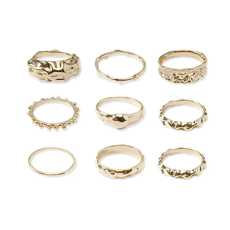 ZORCVENS винтажные кольца золотого цвета кольца набор для женщин смешанный размер геометрическое богемное простое обручальное кольцо женские Ретро ювелирные изделия