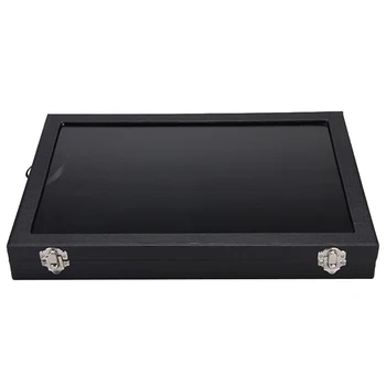 

Wooden Box Case for Studs, Velvet Interior Cufflink Holder Cuff Links Storage Gift Box Jewelry Display - Glass Top