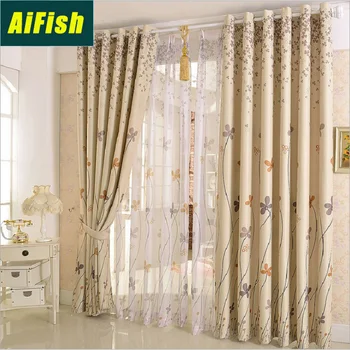 

Rural Pastoral Style Curtains Decoration Living Room Study Leaf Clover Shading 60% -80% Bedroom Curtains Custom wp206-4