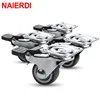 NAIERDI 4PCS TPR Soft Rubber Swivel Casters Wheels Heavy Duty Roller Trolley Caster With Brake for Furniture Platform Trolley ► Photo 1/6