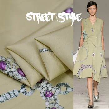 

Summer New Diamonds Printed 137cm Wide 18Momme 100%silk Twill Fabric for Dress Light Luxury Brand Cloth Diy Sewing Free Shipping