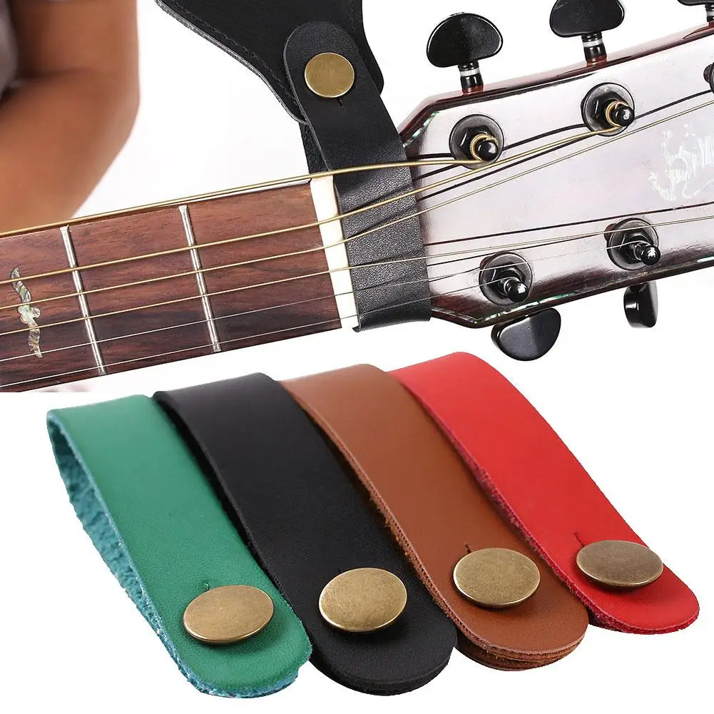 

Faux Leather Guitar Neck Headstock Strap Holder Button Lock with Metal Fastener
