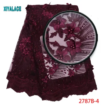

Hot Sale Tulle Lace Fabric High Quality 3d French Lace Fabric Embroidery Tulle Mech Lace Fabric For African Wedding Dress 2787b