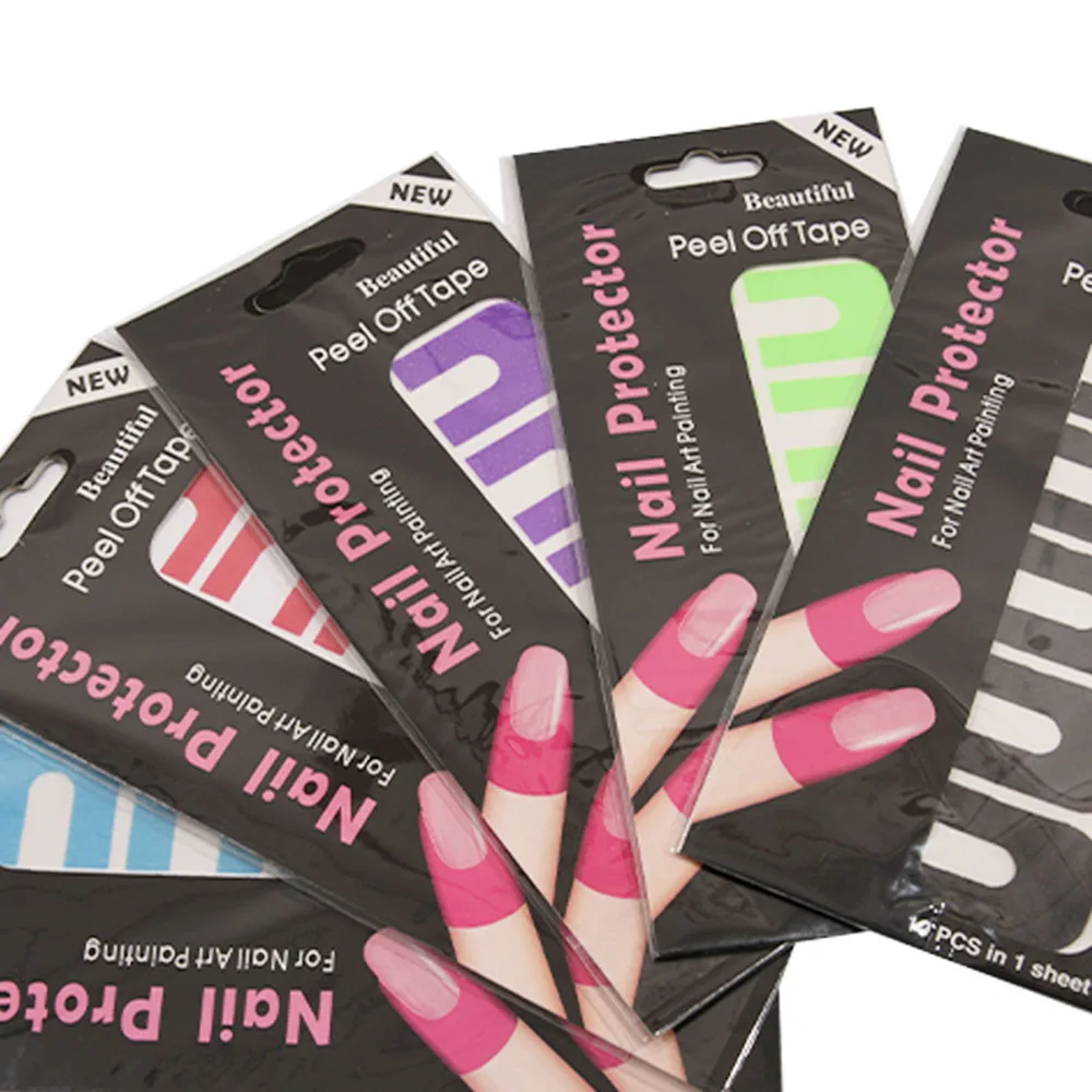 

10pcs in 1 Sheet U-shape Spill-proof Anti-overflow Nail Polish Paint Varnish Peel Off Tape Finger Cover Nail Protector Stickers