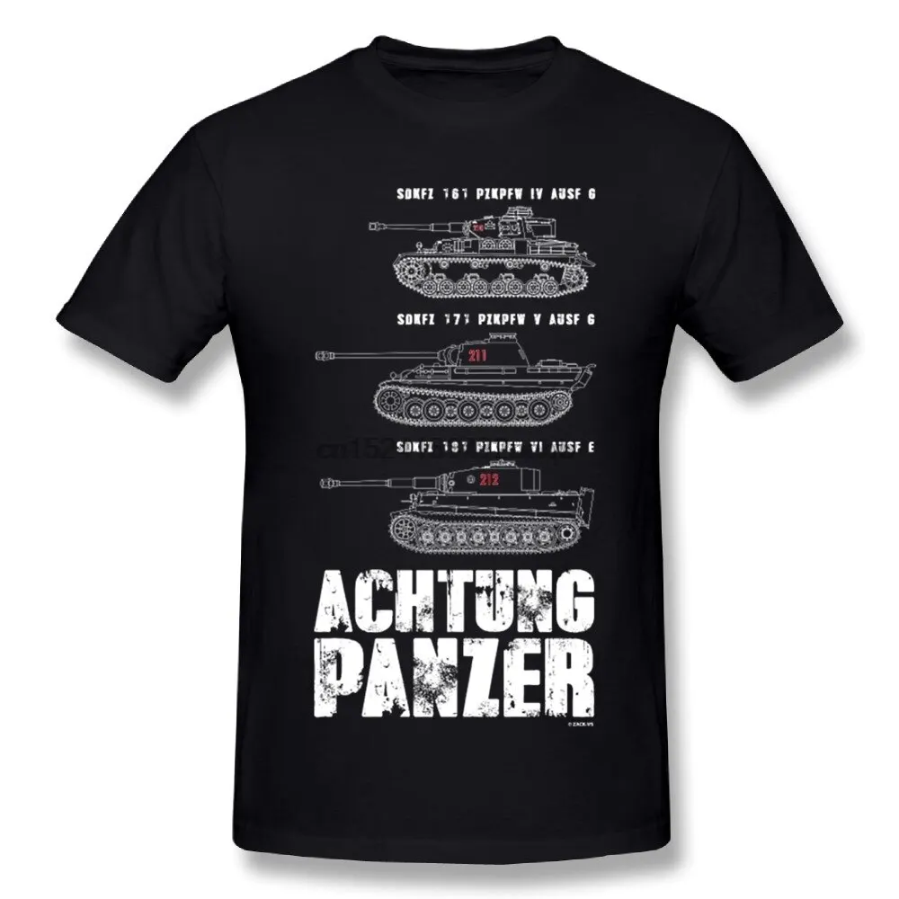 

Custom Men achtung panzer world of tanks Tees Comfortable T-Shirt Casual Short-sleeved3