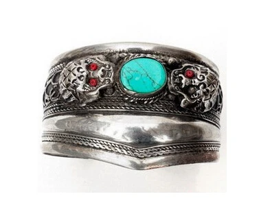 +++ 092 Men's Jewelry Rare Tibet Silver Turquoise Bracelet | Украшения и аксессуары