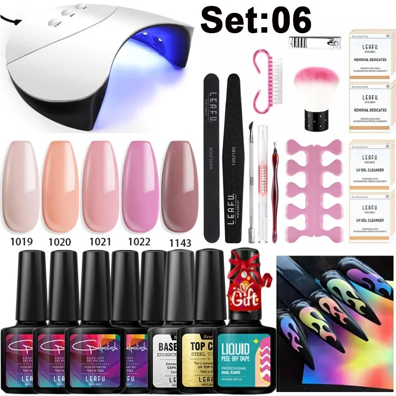 Modelones 21 шт/лот ногтей салон Led Гель-лак дизайн ногтей 36 Вт УФ-лампа умный датчик аппарат для лечения инструменты для ногтей основа верхнее покрытие гель набор