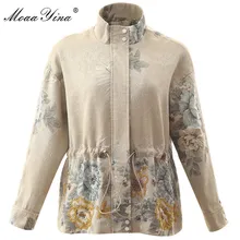MoaaYina, высокое качество, модная водолазка, куртка, осенняя, женская, Цветочная, с бисером, Элегантная куртка, куртка