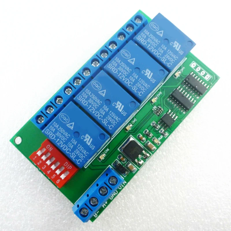 4 канала DC 12 В RS485 релейный модуль Modbus RTU и AT команда дистанционное управление переключатель для PLC PTZ камера Мониторинг безопасности