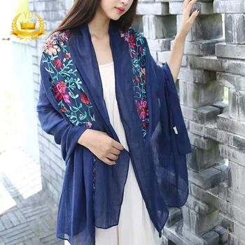 

Floral Embroidered Scarf Cotton Bandana Women Fashion Scarves and Wrap