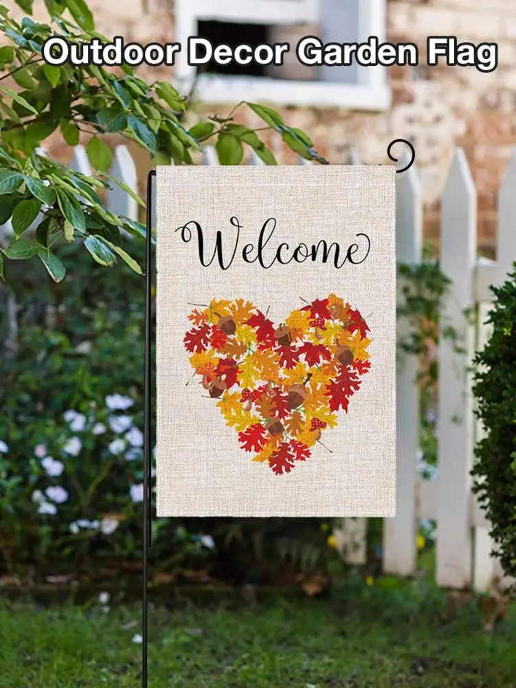 

Garden Flag Autumn Pumpkin Maple Leaf Pattern Double-sided Printing Flag Summer Fall Farmhouse Burlap Yard Outdoor Decor