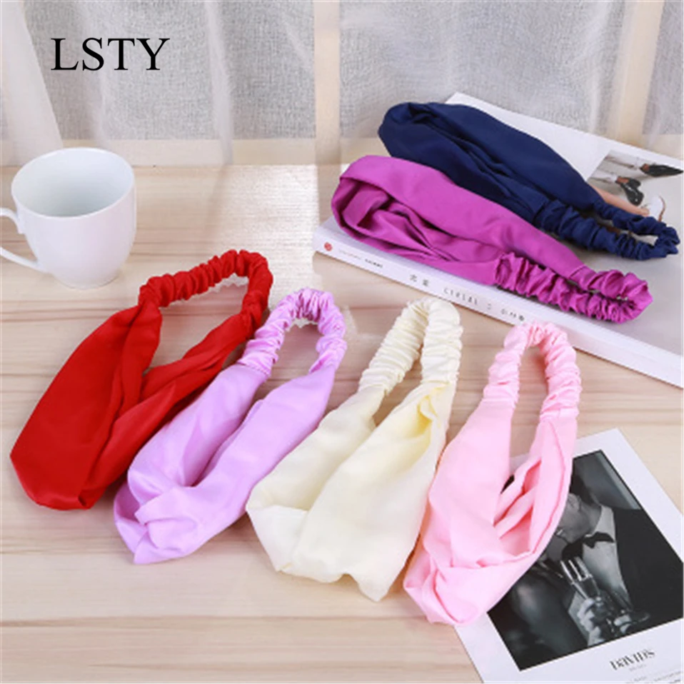 

2020 Lady hairband Solid color Headband Turban Elastic Head Wrap Women Hair Accessories for Women Striped Hair Bands