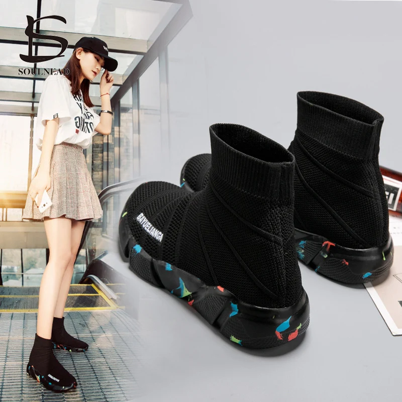 High-End Couple Models Hollow Breathable Sports Shoes Stretch Casual Socks Shoes Lightweight Soft Bottom One Pedal Running Shoes