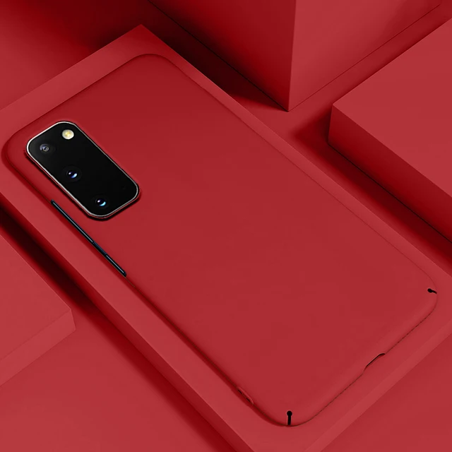 Ultra-thin Colorful Matte Hard PC Phone Case For Samsung Galaxy S20 S10 E 5G S9 S8 Note 10 9 Plus Cute Shockproof Frosted Cover Red