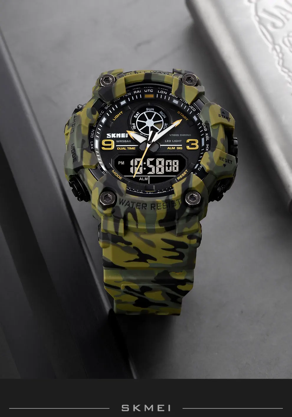 grande dial militar à prova dwaterproof água